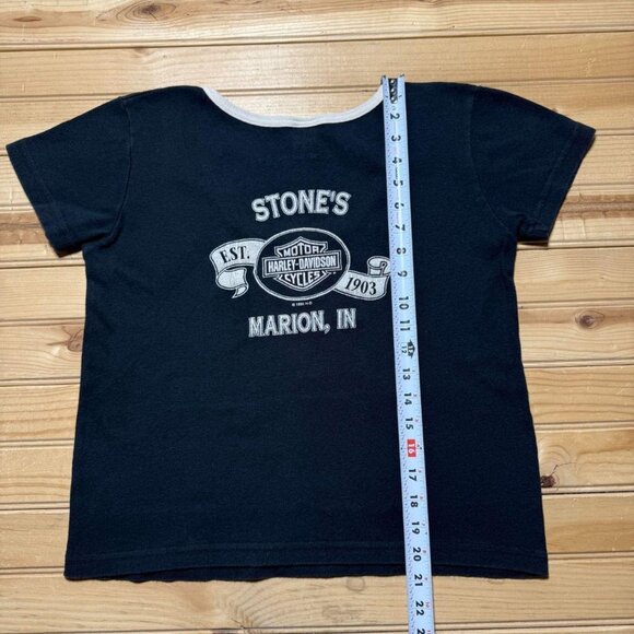 Vintage 1995 Harley-Davidson Stone's Marion Indiana Graphic Biker T-Shirt - XL - Picture 8 of 8